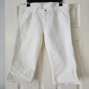 7 For All Mankind White Capri Distressed Jeans Sz 31 EUC